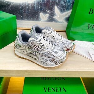 Bottega Veneta Metallic Silver Sneakers
